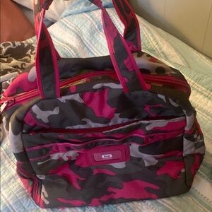 Lug Pink and Gray Travel Bag with Modern Camouflage Design